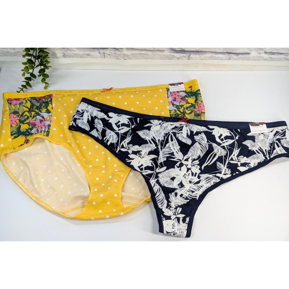 BOLD FUN LOT 2! NWT 26/28😍Lane Bryant Cacique Cotton Panties Thong Brief Baddie